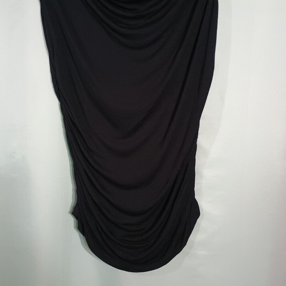 INC Black Draped Sleeveless Top Womens Ruched Side Cowl Neck Tunic Blouse - Picture 2 of 5